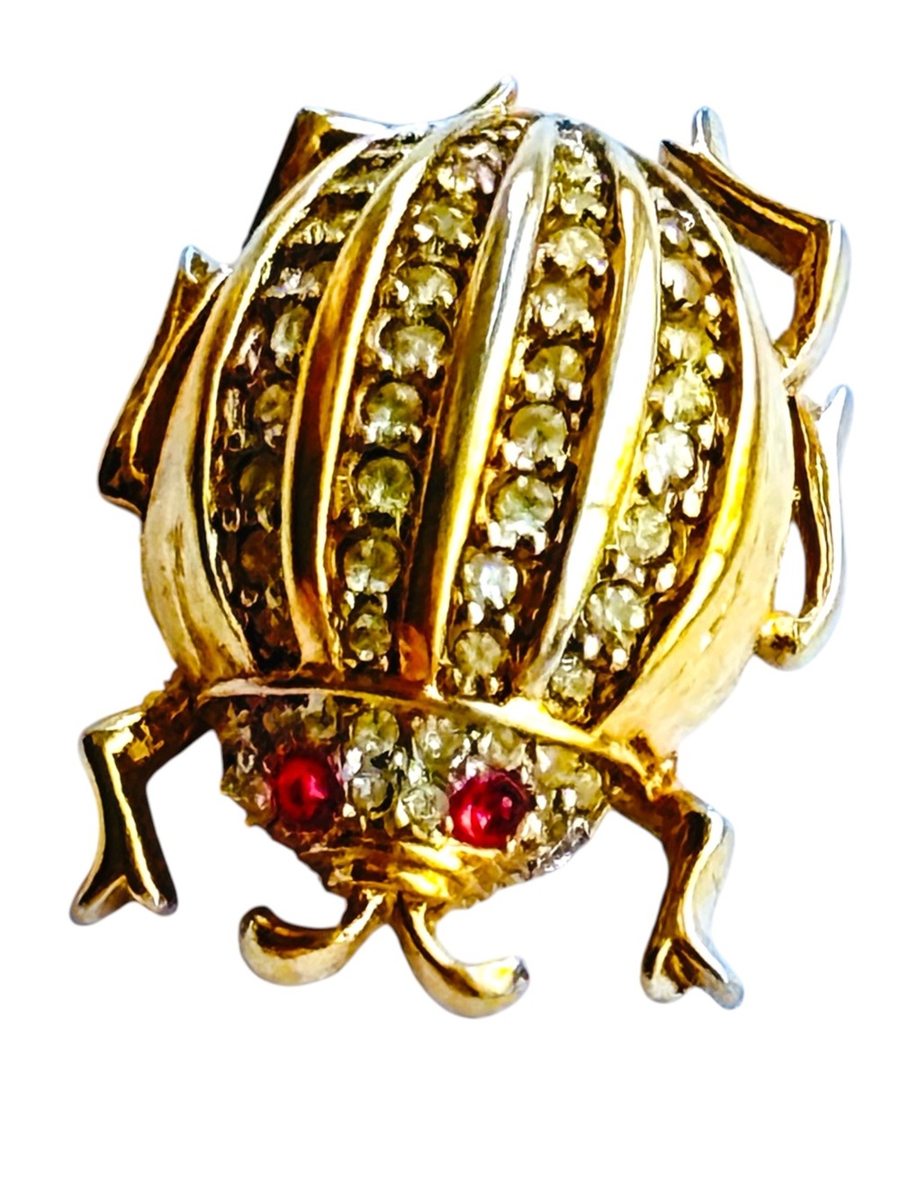 D’Orlan Signed Nina Ricci Vintage Insect Beetle Gold Plated Crystals Rhinestones
